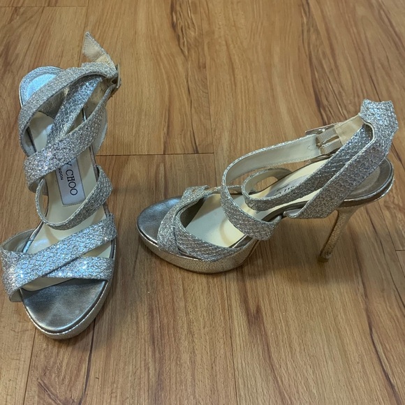 Jimmy Choo Vamp Glitter Crossing-straps Sandals - Picture 3 of 15